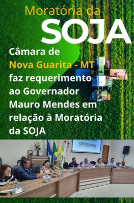 Câmara de Vereadores de Nova Guarita - MT faz requerimento ao Governador de Mato Grosso Mauro Mendes em relação à Moratória da SOJA