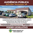 Câmara Municipal de Nova Guarita realiza Audiência Pública nesta sexta-feira