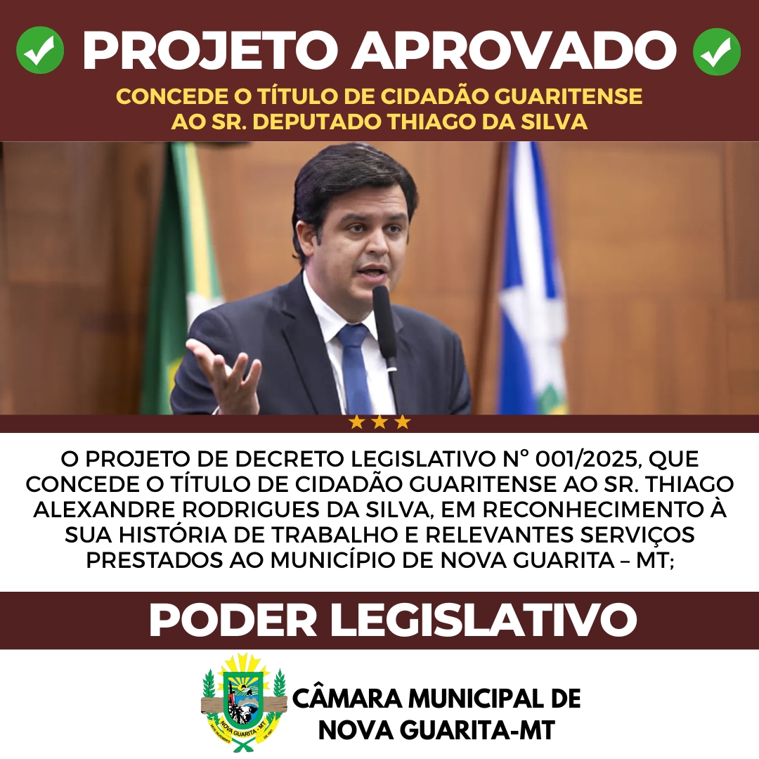 Deputado Thiago Alexandre recebe título de Cidadão Guaritense