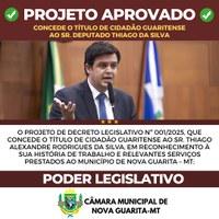 Deputado Thiago Alexandre recebe título de Cidadão Guaritense
